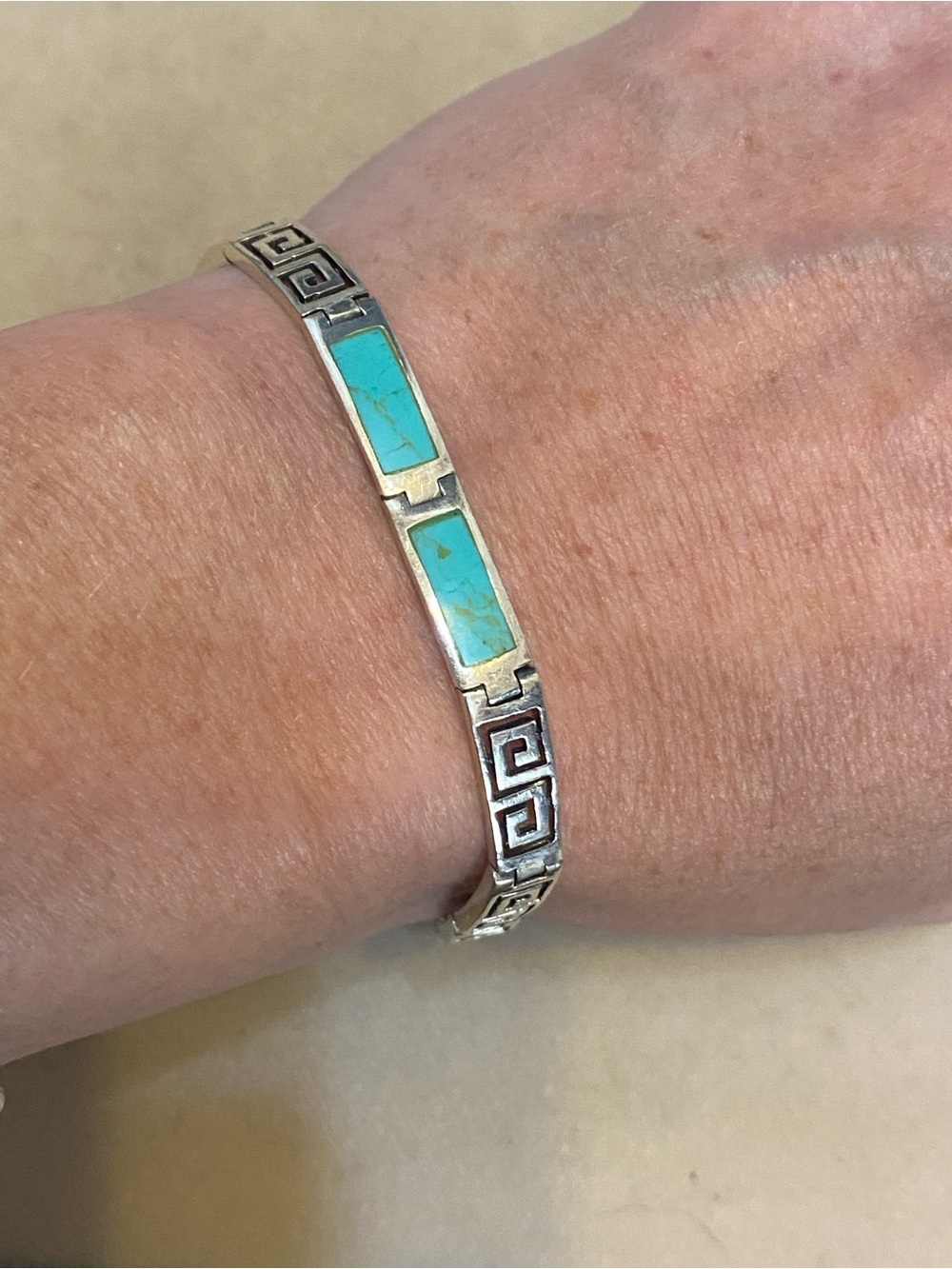 Sterling Silver Turquoise Color Inlay Bracelet 925 Thailand